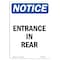 Signmission OSHA Notice, 5" Height, Entrance In Rear Sign, 5" X 3.5", Portrait OS-NS-D-35-V-12103 - alternate 1